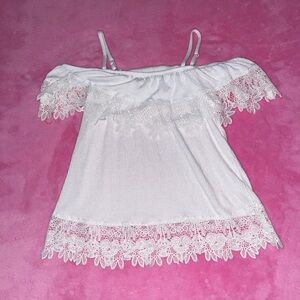 No Boundaries White Cold Shoulder Lace Top